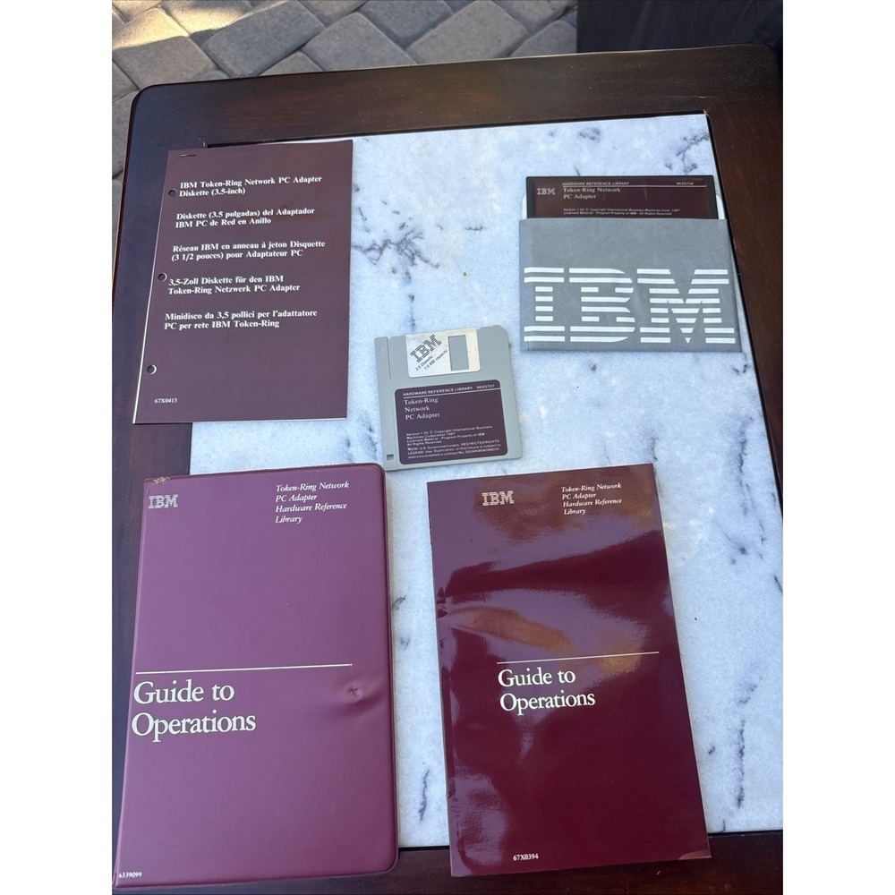Vintage IBM Token-Ring Network PC Adapter Manuals Guide to Operations & 3.5"